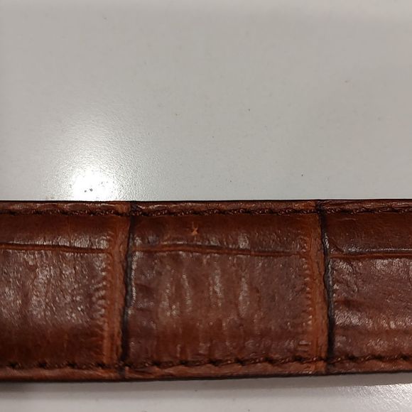 Talbot's Brown Reptile Embossed Genuine Leather Belt Silver Hearts and Buckle - Picture 7 of 12